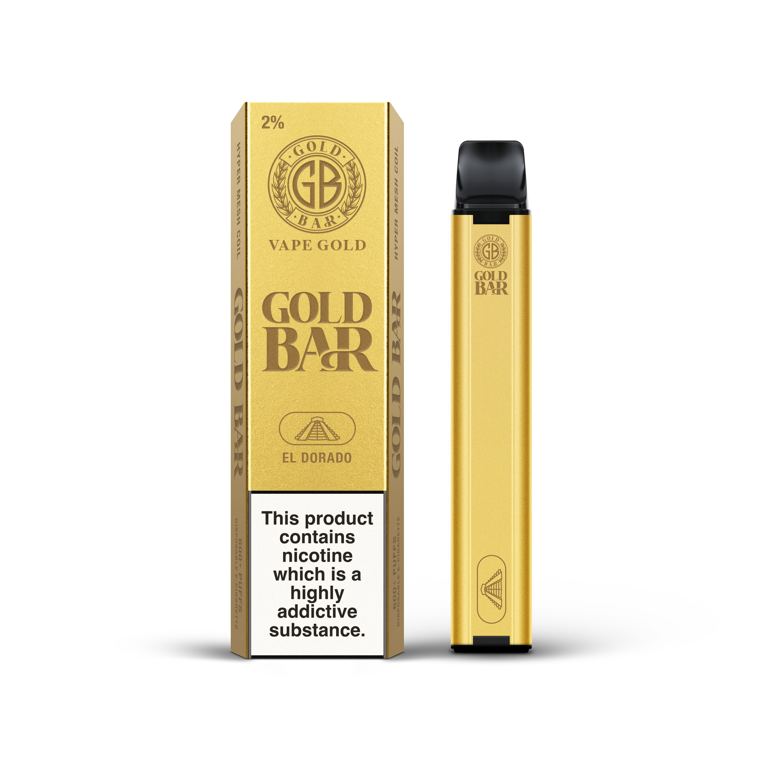 El Dorado - 600 Puff Hyper Mesh Disposable Gold Bar Vapor El Dorado - 600 Puff Hyper Mesh Disposable Gold Bar Vapor