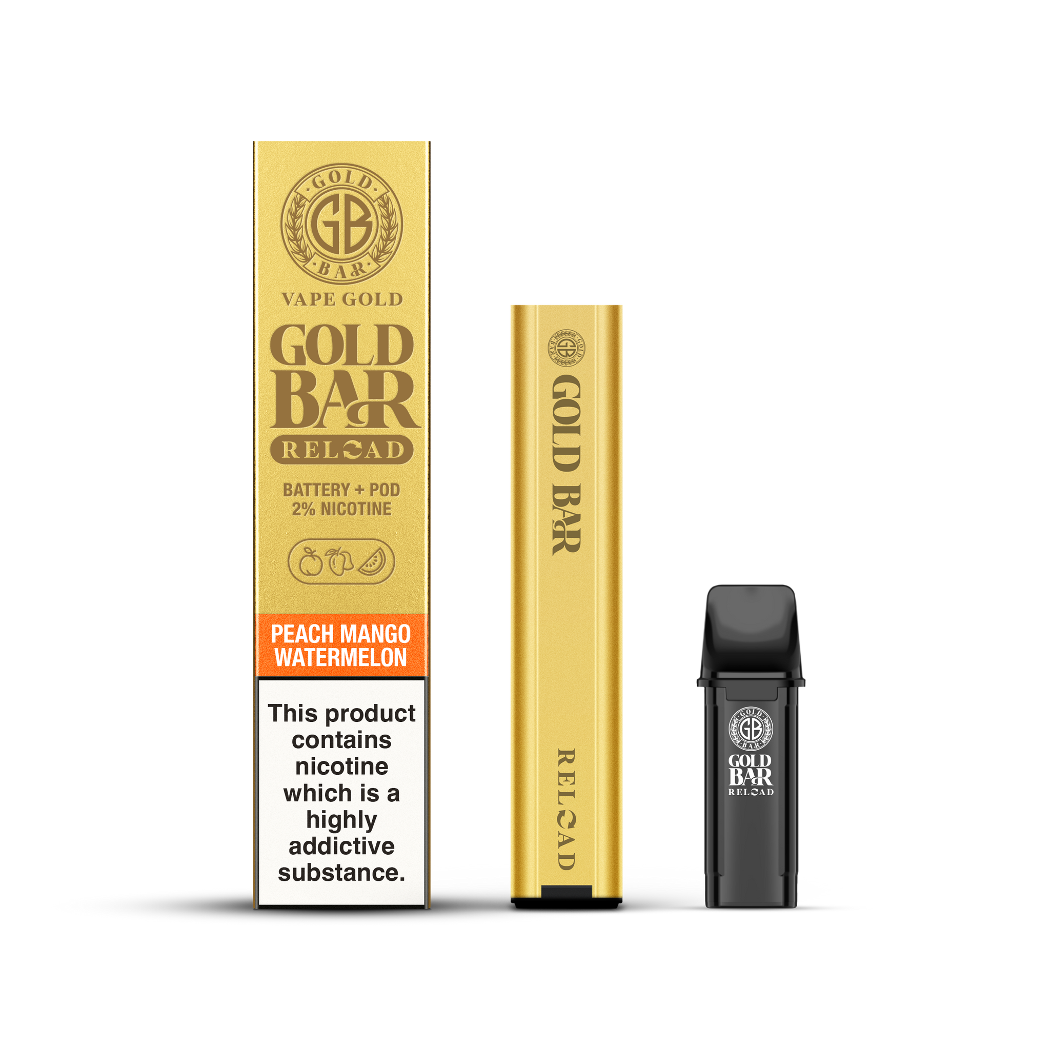 Peach Mango Watermelon - Reload Pod System Starter Kit Gold Bar Vapor Peach Mango Watermelon - Reload Pod System Starter Kit Gold Bar Vapor
